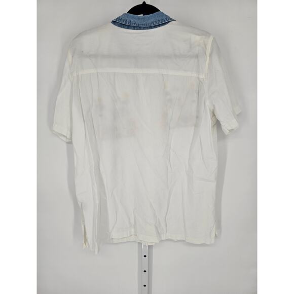 Bobbie Brooks Women's Denim Collar Embroidered Short Sleeve Top Size 14W/16W - Picture 6 of 6